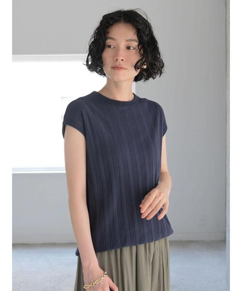 AMERICAN HOLIC(アメリカンホリック)の「針抜きテレコカットプルオーバー(Tシャツ/カットソー・レディース・ネイビー/ブラック/グレイッシュベージュ・M/L)」の7枚目の写真