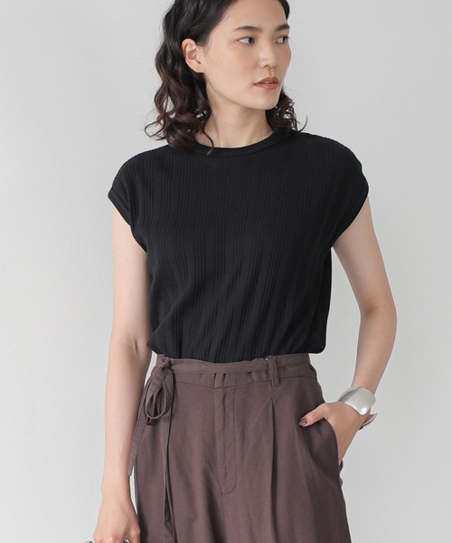 AMERICAN HOLIC(アメリカンホリック)の「針抜きテレコカットプルオーバー(Tシャツ/カットソー・レディース・ネイビー/ブラック/グレイッシュベージュ・M/L)」の1枚目の写真