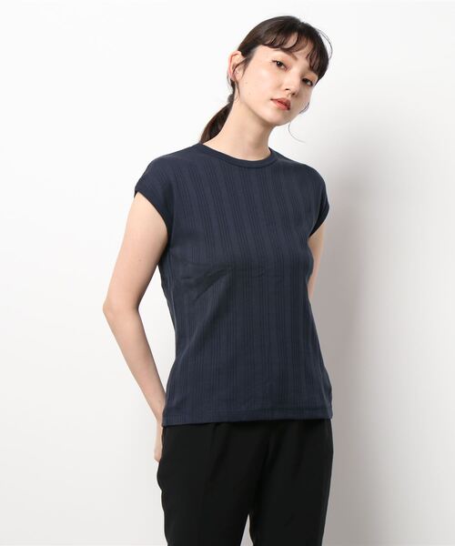 AMERICAN HOLIC(アメリカンホリック)の「針抜きテレコカットプルオーバー(Tシャツ/カットソー・レディース・ネイビー/ブラック/グレイッシュベージュ・M/L)」の4枚目の写真