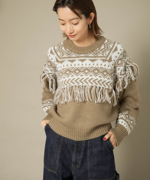 KBF（ケイビーエフ）の「ノルディックフリンジニット（ニット/セーター・レディース・アイボリー/ベージュ系その他/ブラック・ONE）」の10枚目の写真