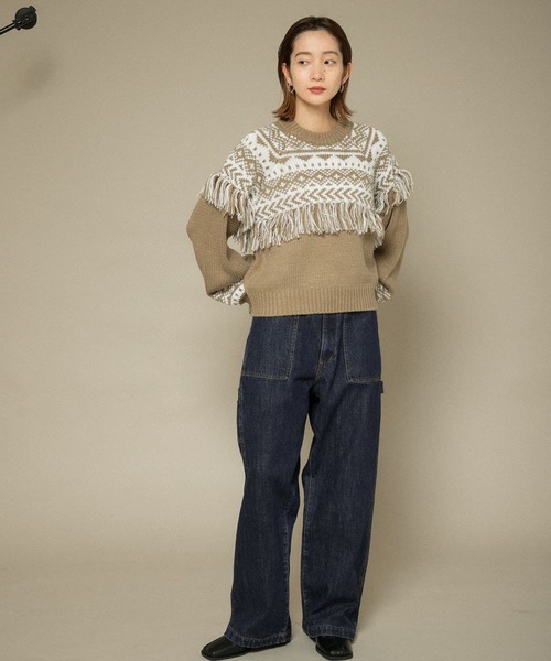 KBF（ケイビーエフ）の「ノルディックフリンジニット（ニット/セーター・レディース・アイボリー/ベージュ系その他/ブラック・ONE）」の12枚目の写真