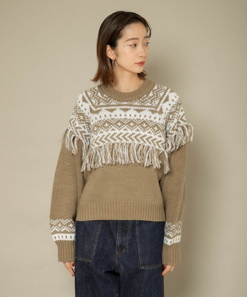 KBF（ケイビーエフ）の「ノルディックフリンジニット（ニット/セーター・レディース・アイボリー/ベージュ系その他/ブラック・ONE）」の19枚目の写真