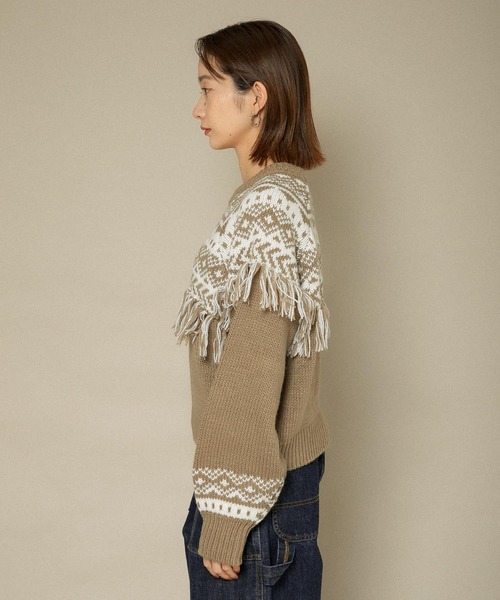 KBF（ケイビーエフ）の「ノルディックフリンジニット（ニット/セーター・レディース・アイボリー/ベージュ系その他/ブラック・ONE）」の20枚目の写真