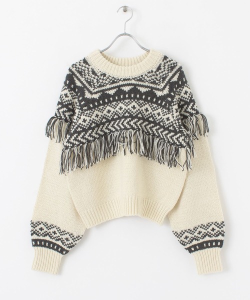 KBF（ケイビーエフ）の「ノルディックフリンジニット（ニット/セーター・レディース・アイボリー/ベージュ系その他/ブラック・ONE）」の22枚目の写真