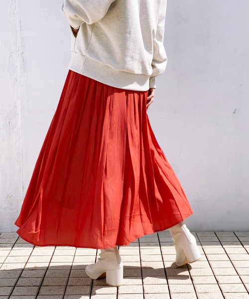 ottilie（オティーリエ）の「レーヨンエアリースカート（スカート・レディース・グレー/レッド/モカ・FREE）」の14枚目の写真