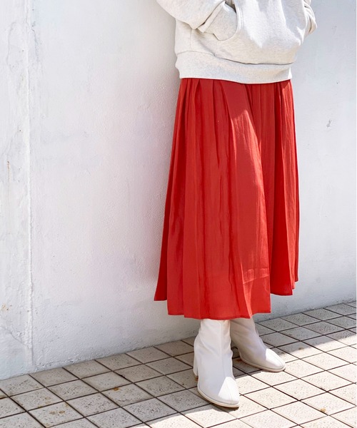 ottilie（オティーリエ）の「レーヨンエアリースカート（スカート・レディース・グレー/レッド/モカ・FREE）」の13枚目の写真