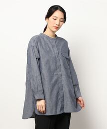 Samansa Mos2 | コットンリネンバンドカラーゆるシャツ(シャツ/ブラウス)