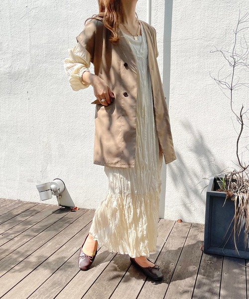 apres jour clair（アプレジュールクレア）の「【apres jour clair】クリンクルワンピース（ワンピース・レディース・モカ/アイボリー/ブラウン系その他・フリー/X-LARGE）」の2枚目の写真