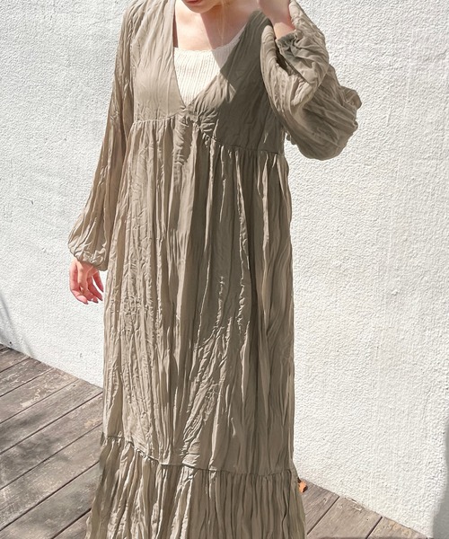 apres jour clair（アプレジュールクレア）の「【apres jour clair】クリンクルワンピース（ワンピース・レディース・モカ/アイボリー/ブラウン系その他・フリー/X-LARGE）」の22枚目の写真