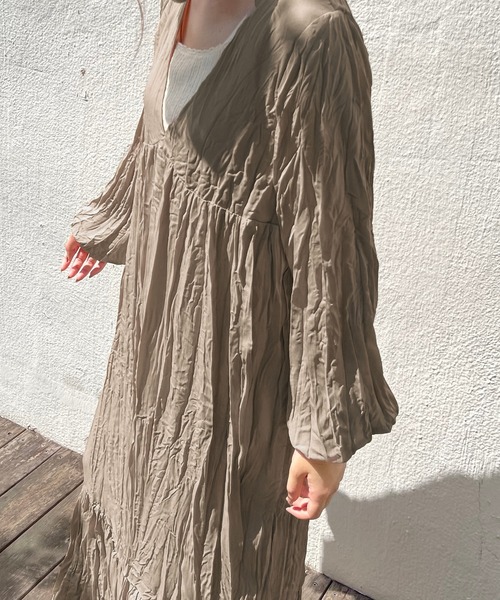 apres jour clair（アプレジュールクレア）の「【apres jour clair】クリンクルワンピース（ワンピース・レディース・モカ/アイボリー/ブラウン系その他・フリー/X-LARGE）」の21枚目の写真