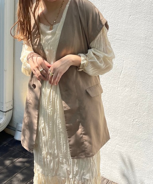 apres jour clair（アプレジュールクレア）の「【apres jour clair】クリンクルワンピース（ワンピース・レディース・モカ/アイボリー/ブラウン系その他・フリー/X-LARGE）」の14枚目の写真