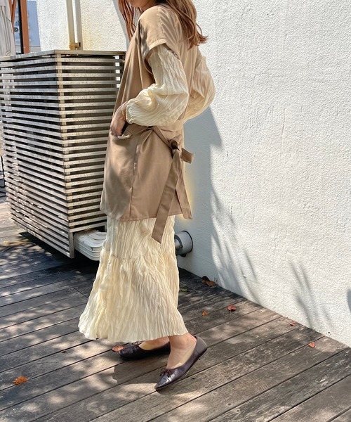 apres jour clair（アプレジュールクレア）の「【apres jour clair】クリンクルワンピース（ワンピース・レディース・モカ/アイボリー/ブラウン系その他・フリー/X-LARGE）」の20枚目の写真