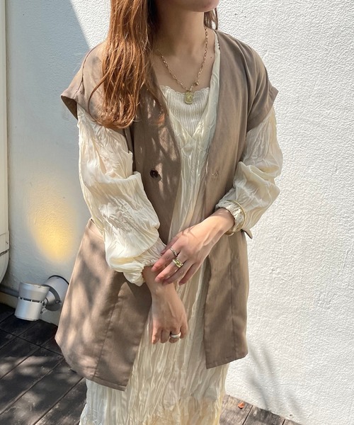 apres jour clair（アプレジュールクレア）の「【apres jour clair】クリンクルワンピース（ワンピース・レディース・モカ/アイボリー/ブラウン系その他・フリー/X-LARGE）」の11枚目の写真