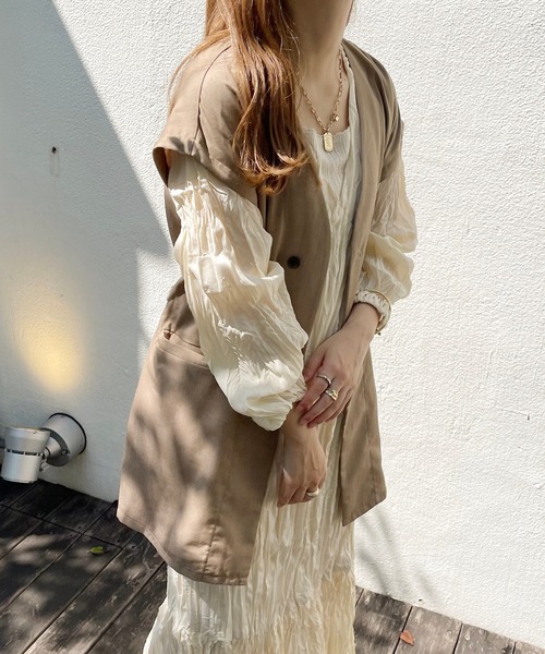 apres jour clair（アプレジュールクレア）の「【apres jour clair】クリンクルワンピース（ワンピース・レディース・モカ/アイボリー/ブラウン系その他・フリー/X-LARGE）」の12枚目の写真