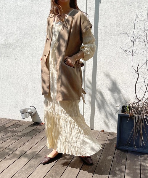 apres jour clair（アプレジュールクレア）の「【apres jour clair】クリンクルワンピース（ワンピース・レディース・モカ/アイボリー/ブラウン系その他・フリー/X-LARGE）」の19枚目の写真