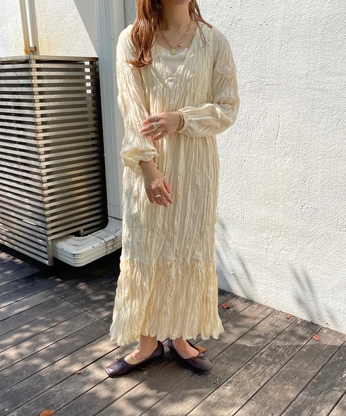 apres jour clair（アプレジュールクレア）の「【apres jour clair】クリンクルワンピース（ワンピース・レディース・モカ/アイボリー/ブラウン系その他・フリー/X-LARGE）」の15枚目の写真