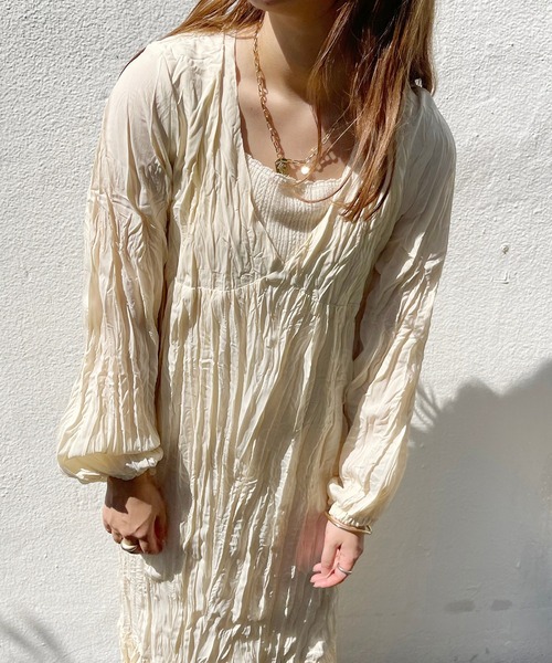 apres jour clair（アプレジュールクレア）の「【apres jour clair】クリンクルワンピース（ワンピース・レディース・モカ/アイボリー/ブラウン系その他・フリー/X-LARGE）」の5枚目の写真