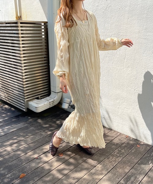 apres jour clair（アプレジュールクレア）の「【apres jour clair】クリンクルワンピース（ワンピース・レディース・モカ/アイボリー/ブラウン系その他・フリー/X-LARGE）」の17枚目の写真