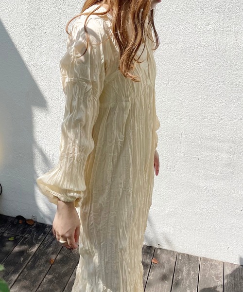 apres jour clair（アプレジュールクレア）の「【apres jour clair】クリンクルワンピース（ワンピース・レディース・モカ/アイボリー/ブラウン系その他・フリー/X-LARGE）」の7枚目の写真