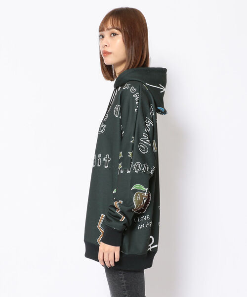 ONE MADE（ワンメイド）の「ONE MADE(ワンメイド)総柄パーカー（パーカー・レディース・ブラック・FREE）」の3枚目の写真