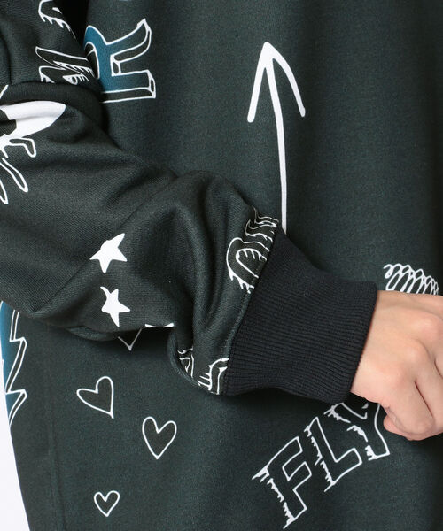 ONE MADE（ワンメイド）の「ONE MADE(ワンメイド)総柄パーカー（パーカー・レディース・ブラック・FREE）」の7枚目の写真