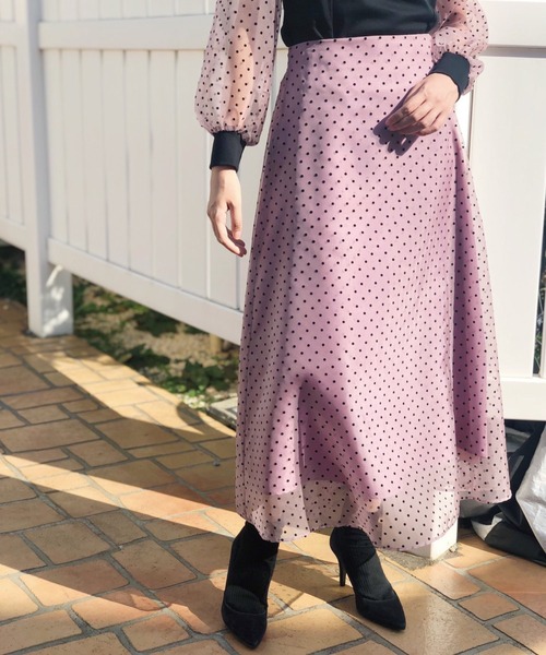 Banner Barrett（バナーバレット）の「【Lili Lurex】ドットシアースカート（スカート・レディース・ブラック/ブラック×ピンク・38）」の7枚目の写真