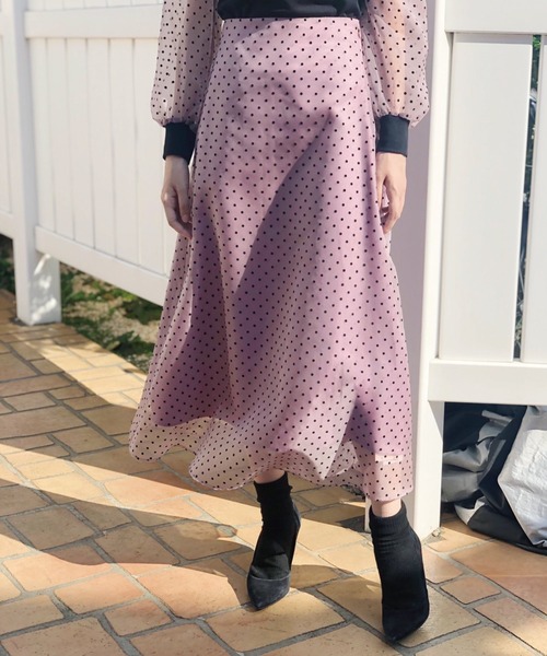 Banner Barrett（バナーバレット）の「【Lili Lurex】ドットシアースカート（スカート・レディース・ブラック/ブラック×ピンク・38）」の6枚目の写真
