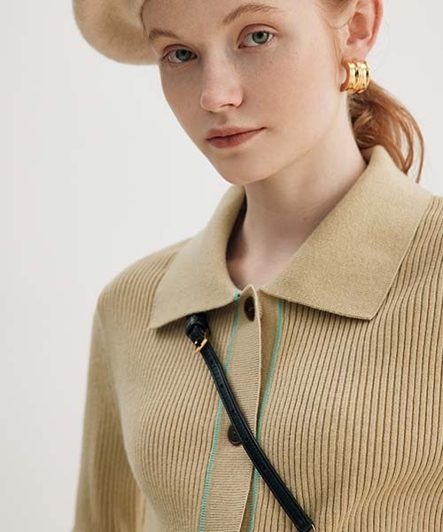 Fano Studios(ファノ ストゥディオズ)の「【Fano Studios】Rib knit collar cardigan FD21S022(カーディガン/ボレロ・レディース・ベージュ・M/L/S)」の7枚目の写真