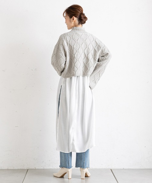 prose verse（プロズヴェール）の「アイレットアーガイルショート丈ニット（ニット/セーター・レディース・オフホワイト/ブラック/グレー/ボルドー・ﾌﾘ-）」の17枚目の写真