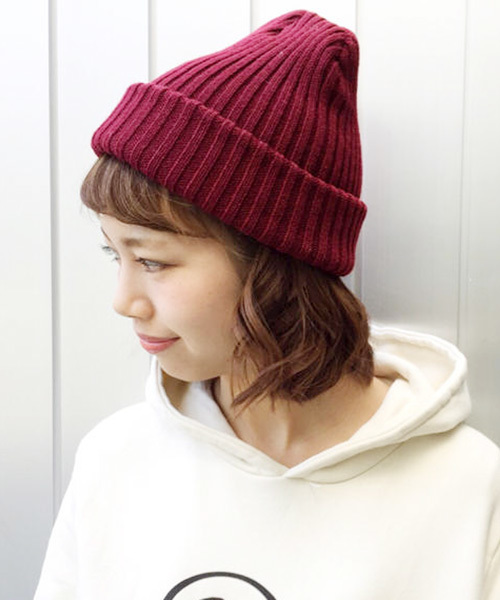 Kastane(カスタネ)の「【Kastane】KNITCAP(ニットキャップ/ビーニー・レディース・ワインレッド/ネイビー・FREE)」の1枚目の写真
