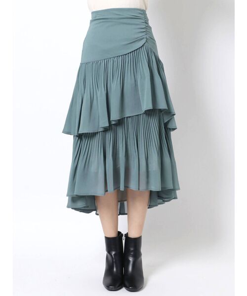 MERCURYDUO（マーキュリーデュオ）の「シアープリーツティアードスカート（スカート・レディース・ベージュ/ブルー/アイボリー・SMALL/MEDIUM）」の10枚目の写真