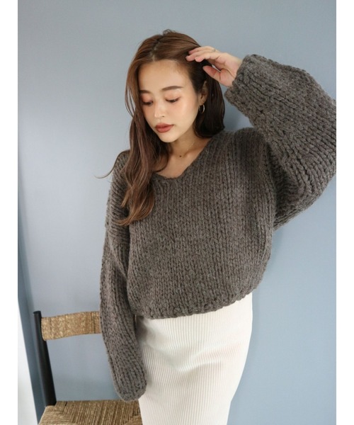 TRUNC(トランクエイティーエイト)の「Short Length Hand Knit(ニット/セーター・レディース・チャコールグレー/グレー/アイボリー・FREE)」の2枚目の写真