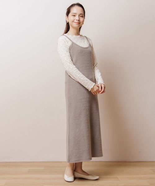 flower（フラワー）の「デイリーウォームキャミワンピース（ワンピース・レディース・ベージュ/ブラウン/ブルー・FREE）」の2枚目の写真