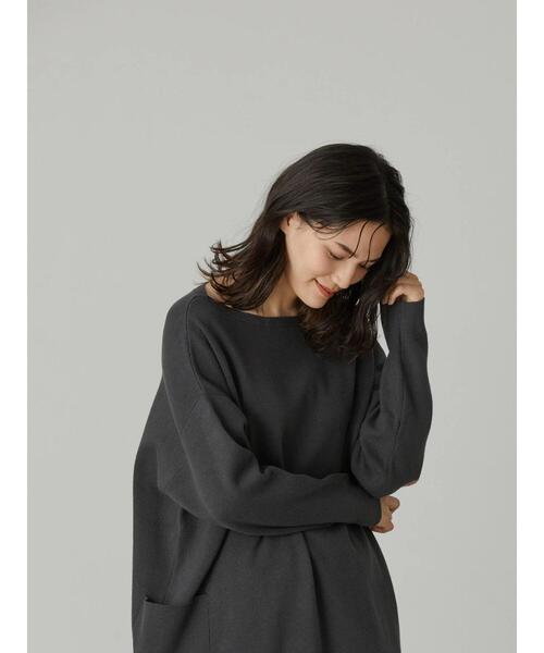 AMERICAN HOLIC（アメリカンホリック）の「ボートネックサイドポケットチュニック（ニット/セーター・レディース・チャコールグレー/グリーン・M/L）」の12枚目の写真