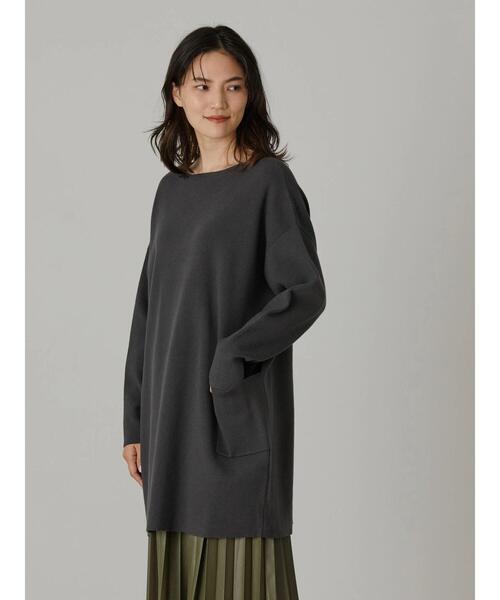 AMERICAN HOLIC（アメリカンホリック）の「ボートネックサイドポケットチュニック（ニット/セーター・レディース・チャコールグレー/グリーン・M/L）」の13枚目の写真