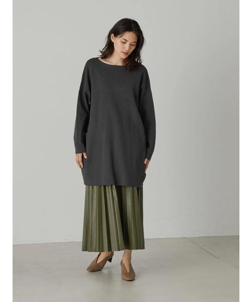 AMERICAN HOLIC（アメリカンホリック）の「ボートネックサイドポケットチュニック（ニット/セーター・レディース・チャコールグレー/グリーン・M/L）」の14枚目の写真