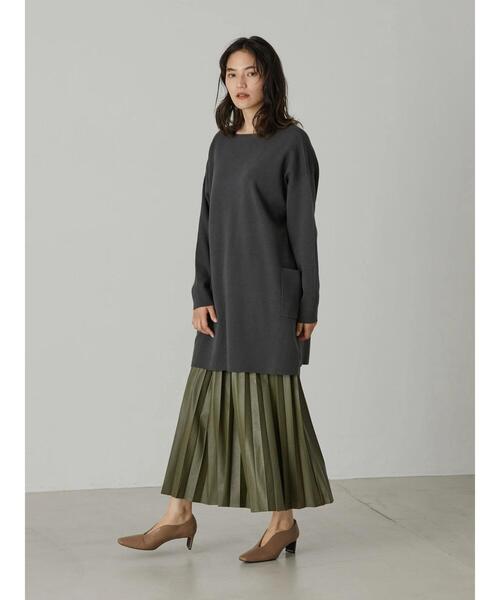 AMERICAN HOLIC（アメリカンホリック）の「ボートネックサイドポケットチュニック（ニット/セーター・レディース・チャコールグレー/グリーン・M/L）」の15枚目の写真