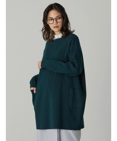 AMERICAN HOLIC（アメリカンホリック）の「ボートネックサイドポケットチュニック（ニット/セーター・レディース・チャコールグレー/グリーン・M/L）」の17枚目の写真
