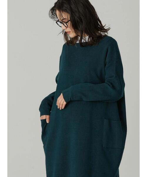 AMERICAN HOLIC（アメリカンホリック）の「ボートネックサイドポケットチュニック（ニット/セーター・レディース・チャコールグレー/グリーン・M/L）」の18枚目の写真