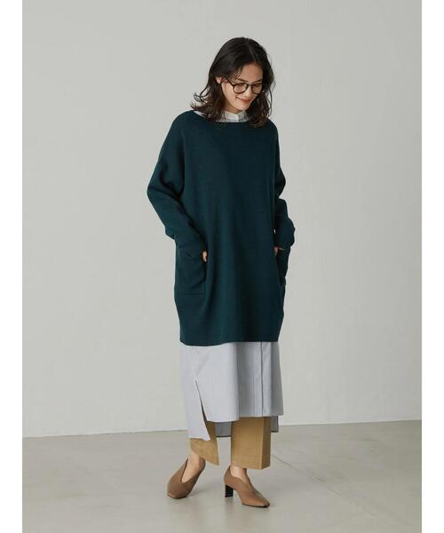 AMERICAN HOLIC（アメリカンホリック）の「ボートネックサイドポケットチュニック（ニット/セーター・レディース・チャコールグレー/グリーン・M/L）」の19枚目の写真