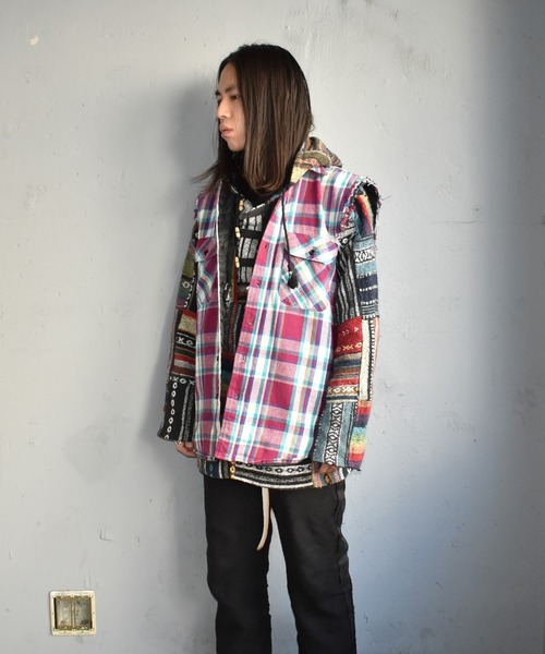 VINTAGE（ヴィンテージ）の「【ヴィンテージ古着】FIVE BROTHER チェック柄 裏キルティング ネルシャツ ベスト（ベスト・メンズ・パープル・MEDIUM）」の7枚目の写真