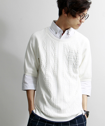 WEGO | WEGO/ケーブルラグラン5分袖ニット(ニット/セーター)