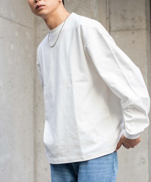 WEGO(ウィゴー)の「WEGO/スーパーヘビーウエイト BIGロンT(Tシャツ/カットソー・メンズ・ブラック/ホワイト・LARGE/MEDIUM)」の2枚目の写真