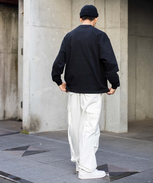 WEGO(ウィゴー)の「WEGO/スーパーヘビーウエイト BIGロンT(Tシャツ/カットソー・メンズ・ブラック/ホワイト・LARGE/MEDIUM)」の8枚目の写真