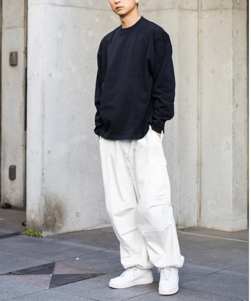 WEGO(ウィゴー)の「WEGO/スーパーヘビーウエイト BIGロンT(Tシャツ/カットソー・メンズ・ブラック/ホワイト・LARGE/MEDIUM)」の6枚目の写真