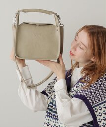 持ち手付きスクエア合皮ショルダーBAG