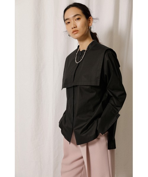 crie conforto（クリーコンフォルト）の「シャイニー取り外しビックカラーブラウス（シャツ/ブラウス・レディース・ホワイト/ブラック/ベージュ・SMALL/MEDIUM）」の3枚目の写真