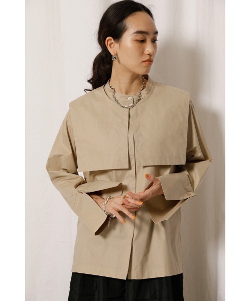 crie conforto（クリーコンフォルト）の「シャイニー取り外しビックカラーブラウス（シャツ/ブラウス・レディース・ホワイト/ブラック/ベージュ・SMALL/MEDIUM）」の8枚目の写真