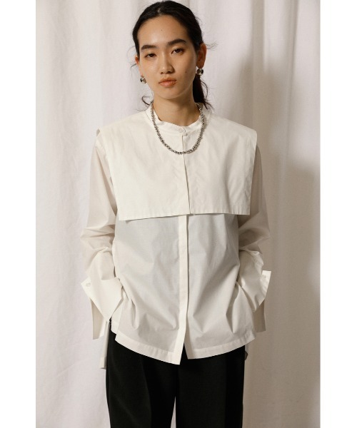 crie conforto（クリーコンフォルト）の「シャイニー取り外しビックカラーブラウス（シャツ/ブラウス・レディース・ホワイト/ブラック/ベージュ・SMALL/MEDIUM）」の14枚目の写真