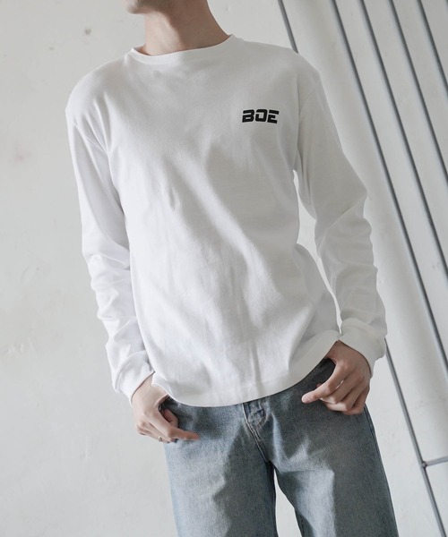 me+em select（ミームセレクト）の「ロゴ入りロングスリーブカットソー（Tシャツ/カットソー・メンズ・ホワイト/ブラック・FREE）」の3枚目の写真